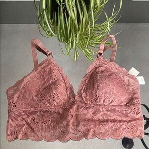 Aerie Lace Floral Pink/Dusty Rose Bra/Bralette NWT 💕
